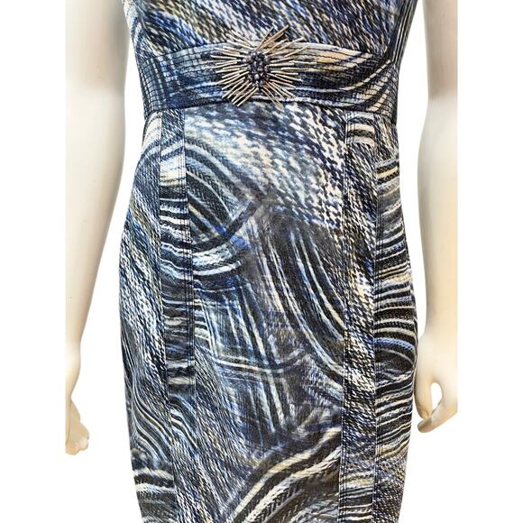 Alberto Makali Geometric Abstract Sheath Dress with Beading Sz 6 - Picture 3 of 9